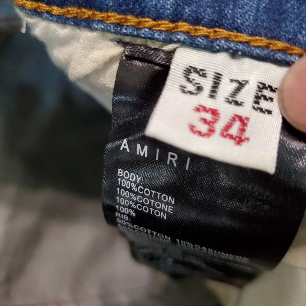 Amiri Men Jeans 34 Blue Denim‎ Slim Biker Moto Punk Streetwear Zipper Splice